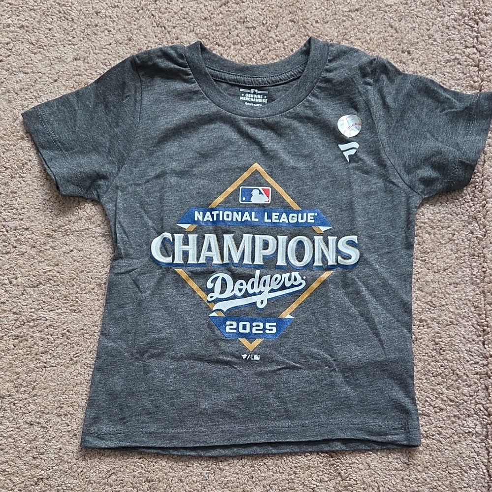 Fanatics Gray Dodgers Champions 2025 Kids Tee